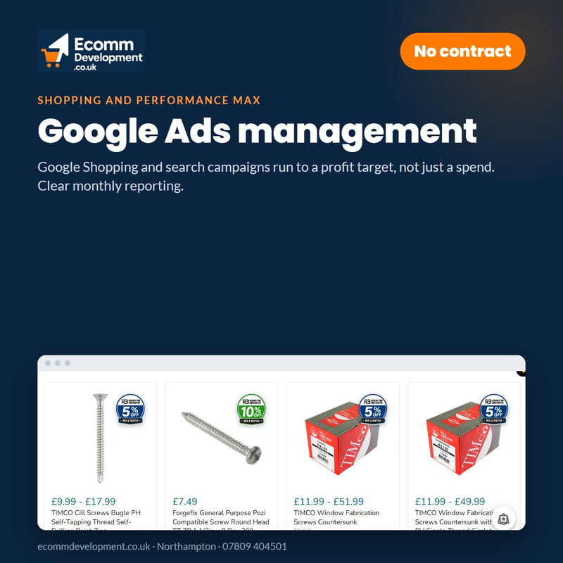 Google Ads management by Ecomm Development, Northampton